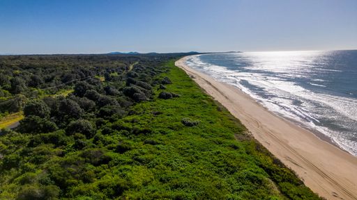 An aerial view of the seashore near Settlement Point, Port Macquarie, Australia