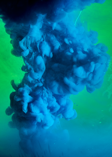Blue ink splash in the water