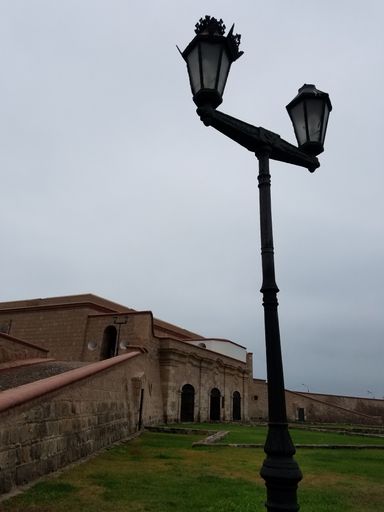A low angle shot of a vintage  street lamp