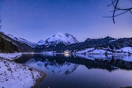 An aerial view of beautiful mountains in Waggital, Switzerland at winter