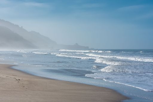 Beautiful beach in California, sunrise on the Pacific coast