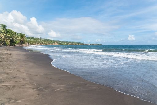 Basse Terre in Guadeloupe, panorama from Trois-Rivieres village, view of the cliffs