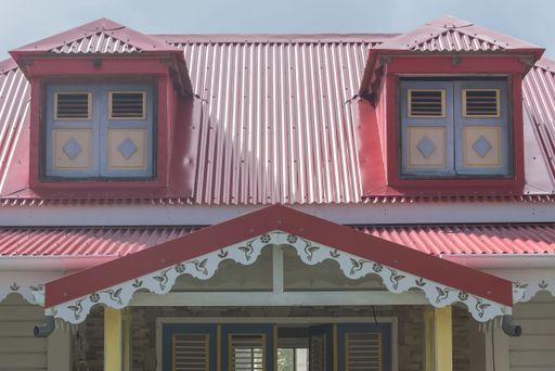 Guadeloupe, the Saintes islands, typical houses in the village