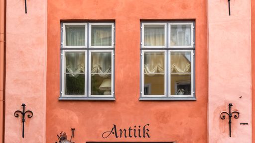 Tallinn in Estonia, colorful houses in the medieval city, typical buildings