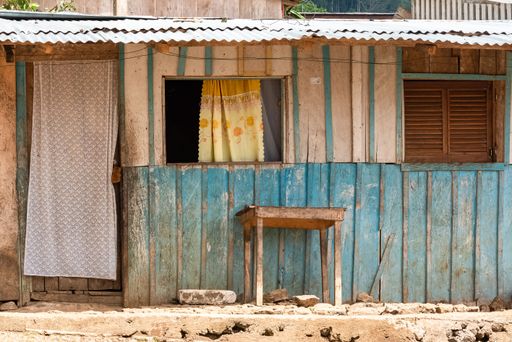 Sao Tome and principe, wooden huts in the tropical forest