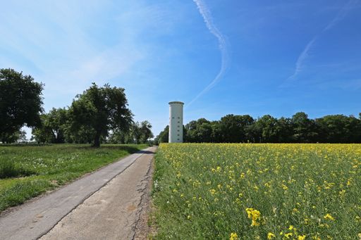a Water tower on cultivated land in Germany.