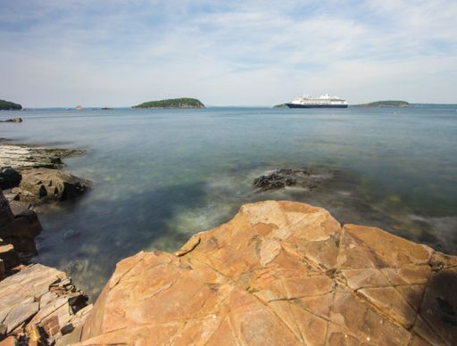 A beautiful view of Frenchman Bay from the Shore Path in Maine