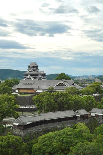 A vertical shot of the Kumamoto city in Japan