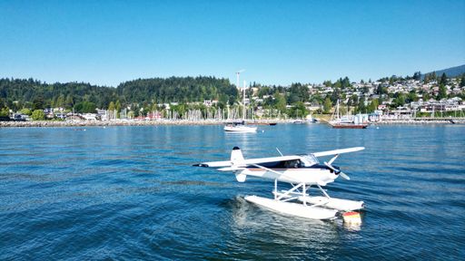 A plane landing on the Sunshine Coast in BC, Canada