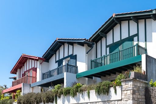 Bidart in the Basque Country, typical colorful houses in the village