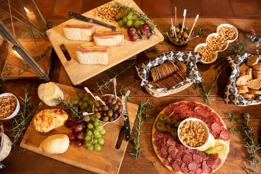 A high angle shot of delicious food on the table