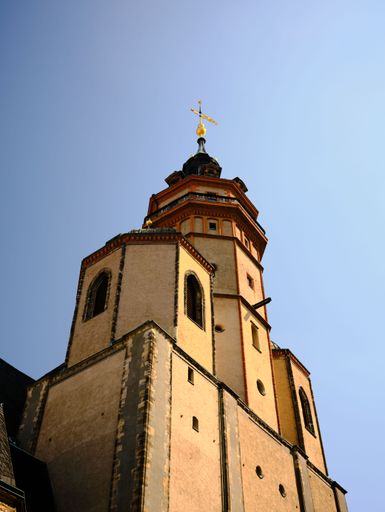 A vertical shot of the St. Nicholas Church (Nikolaikirche) in Leipzig, Germany
