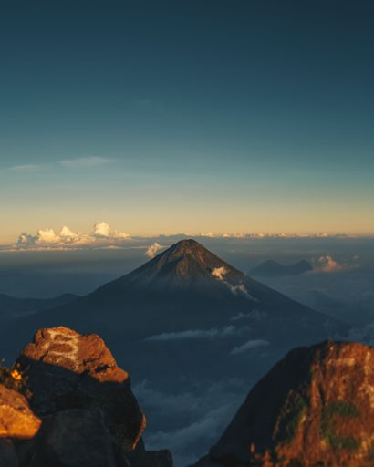 A peaceful Volcan de Agua with the last light of the day.