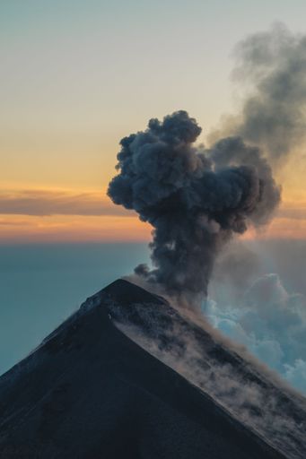 A small eruption of Volcan de Fuego leaves a small fumarole
