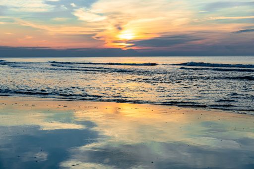 A golden sunset over the ocean