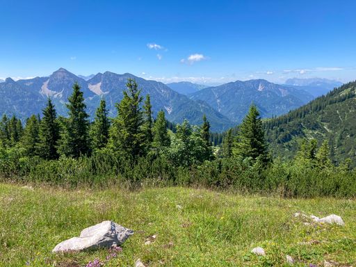 beautiful nature scenery in the Chiemgauer alps, Bavaria, view towards Sonntagshorn