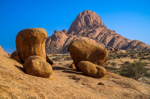 The landscape of the Spitzkoppe granite peaks in Namibia