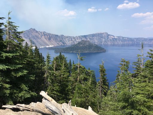A scenic landscape of Crater lake in Oregon, United States