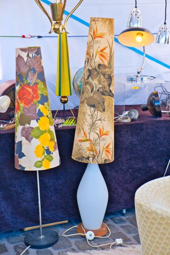 Floor lamps from the sixties, vintage items at an antique market