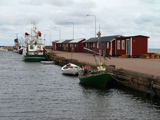 A closeup shot of fishing vessels in a harbor in the north of Oeland, Sweden
