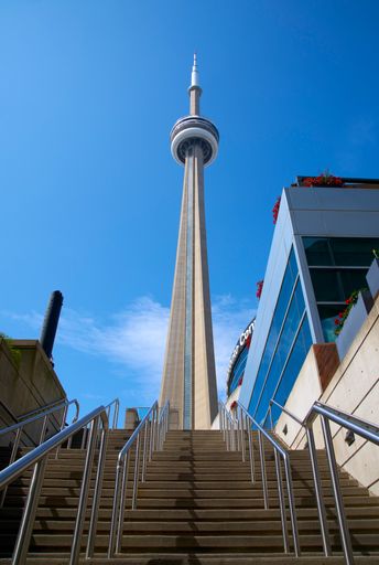 A vertical shot of the Canadian National Tower stairs.  Toronto, Canada