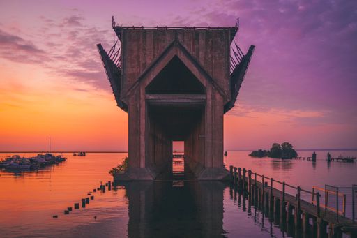 Marquette, MI. Sunrise photo of the Old Iron Ore Dock.