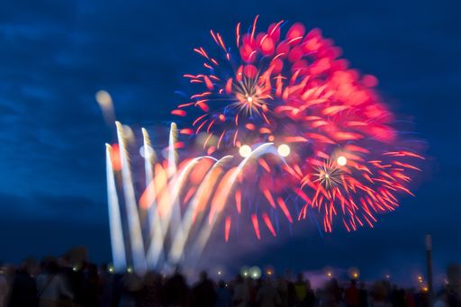 The beautiful colorful fireworks in the night sky - perfect for a background