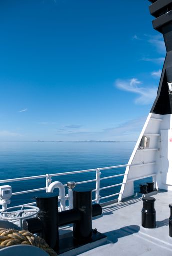 A beautiful sea view from a boat in Lofoten Islands, Norway