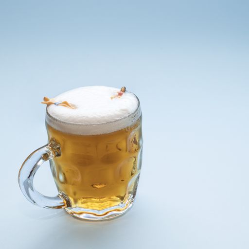 A closeup shot of a cup of cold beers with human figures in it