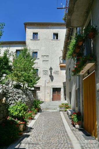A narrow street in Pietraroja, a medieval village in the province of Benevento in Campania.
