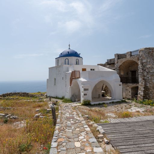 A Greek Orthodox Church on Guerini Castle in Astypalea Greece.