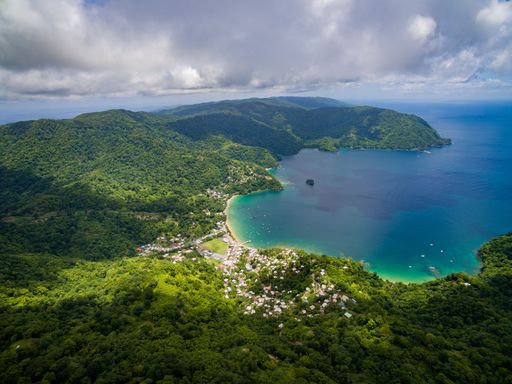 Drone pictures of coastline and end of the Main Ridge of  Tobago's North-Eastern end. This area is part of UNESCO North-East Tobago Biosphere Reserve.
