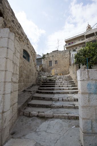 A vertical shot of an old town