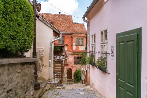 A typical cobblestone alley at a residential area