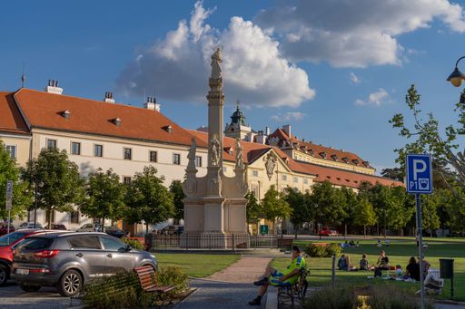 The Marian Column at the Liberty Square in Valtice, South Moravia, Czech Republic