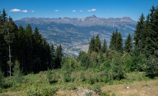 A landscape view of the Chain of the Alps in Haute Savoie in France