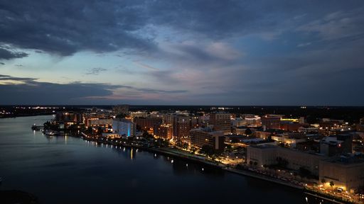 Downtown Wilmington from the water at night