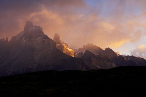A beautiful shot of the mountains under the clear sky in Torres del Paine National park, Chile
