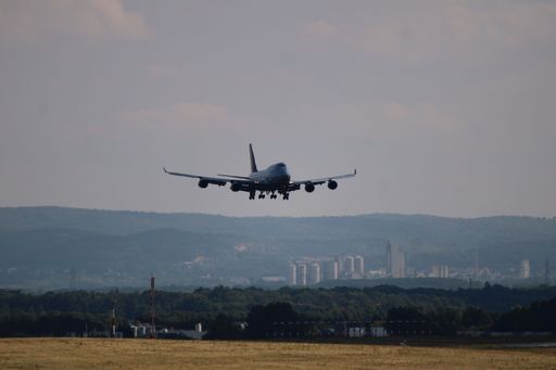 A view of Boeing 747-8 taking off in Vienna, Austria