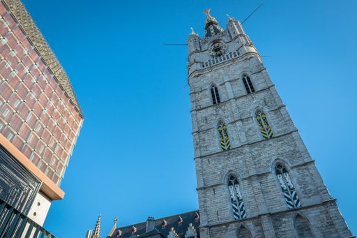 A low angle shot of Het Belfort van Gent