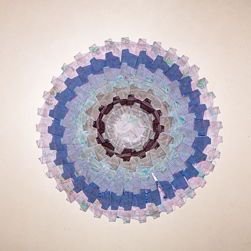 Blue Red Brown Spiral Stripped Coaster Handmade in White Background