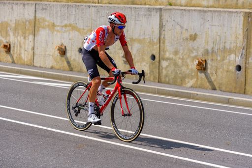 Canillo, Andorra - September 1, 2019: Cyclist during stage 10  of La Vuelta 2019 in Canillo, Andorra.