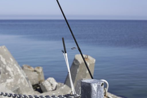 The fishing road leaned on the chains