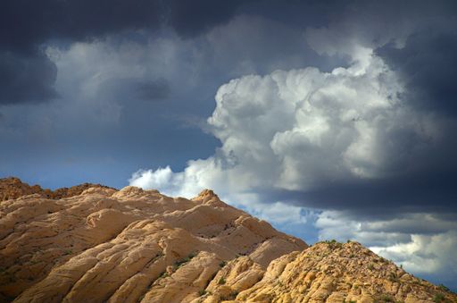 A view of the hills and dramatic clouds in Utah