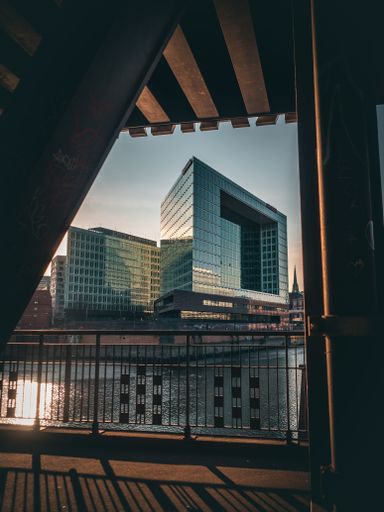 This is the view of the "der Spiegel" office building in hamburg, germany.