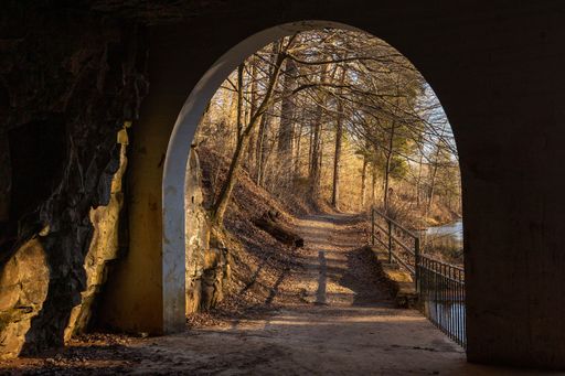 The gates of the Dunbar Cave State Park under the sunlight in Clarksville, Tennessee