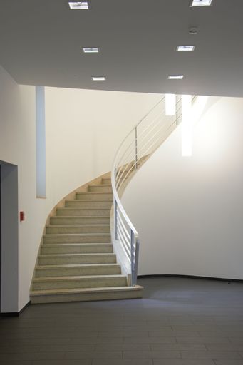 A beautiful shot of stairs in the building