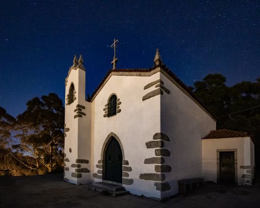 A low angle shot of a chapel from the village of Villa-Cha located in Esposende, Braga, Portugal