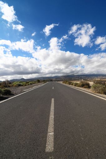 Lonely Road in the Desert in Tenerife Canary Islands