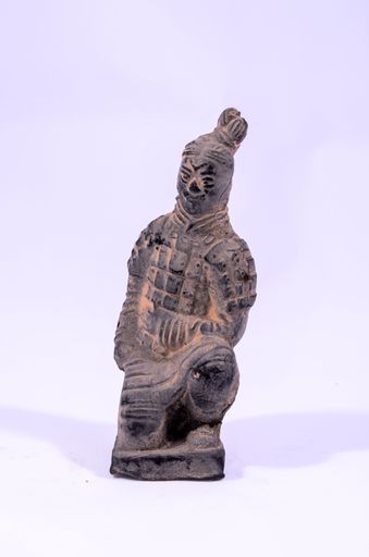 Clay Handmade Statue of an Indian Warrior on White Background